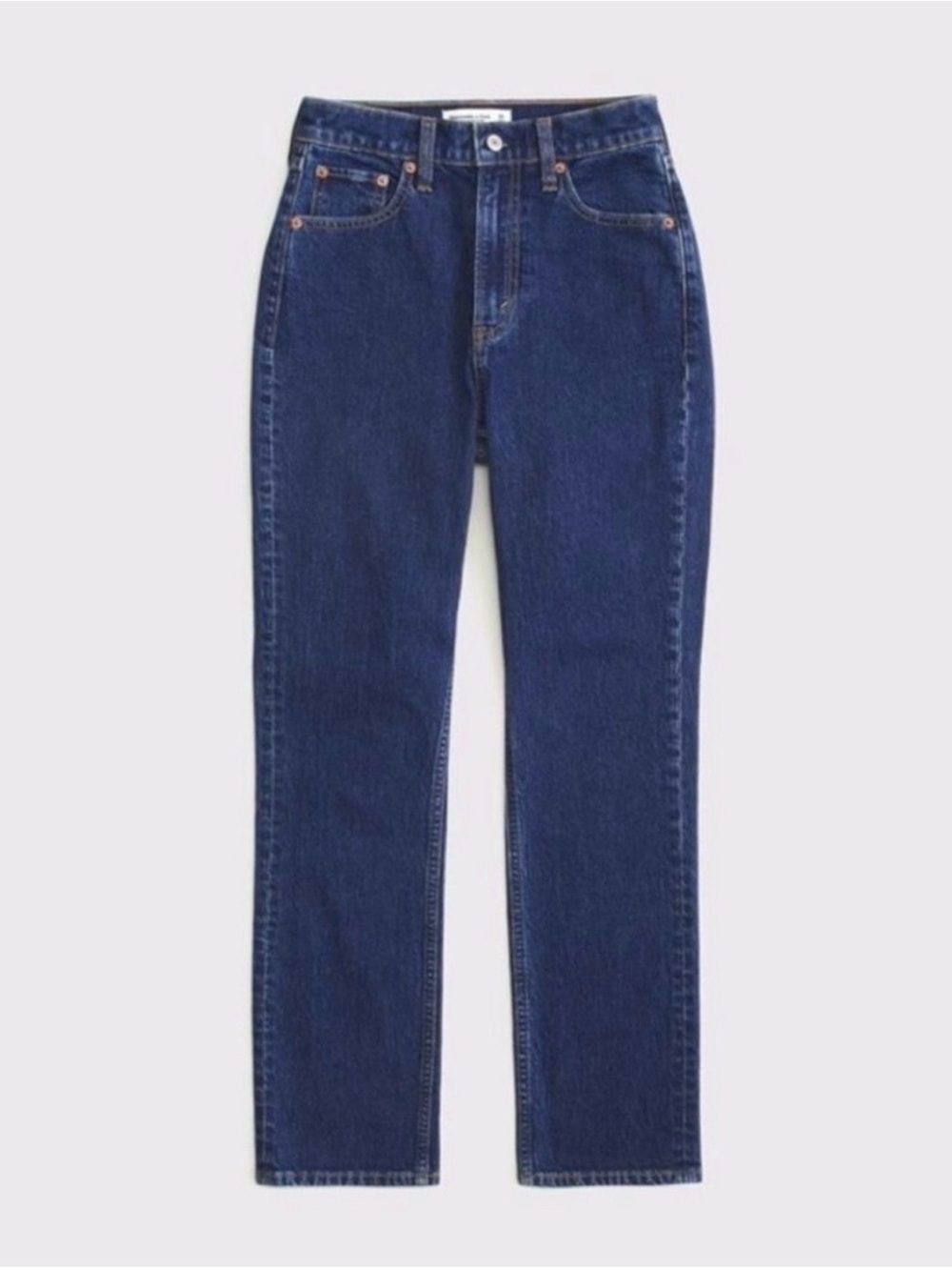 Abercrombie & Fitch High-Rise Straight Leg Jeans - Dark Blue 25L